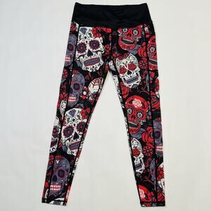 Constantly Varied Gear CVG Sugar Skulls Day Of The Dead Capri Leggings MEDIUM